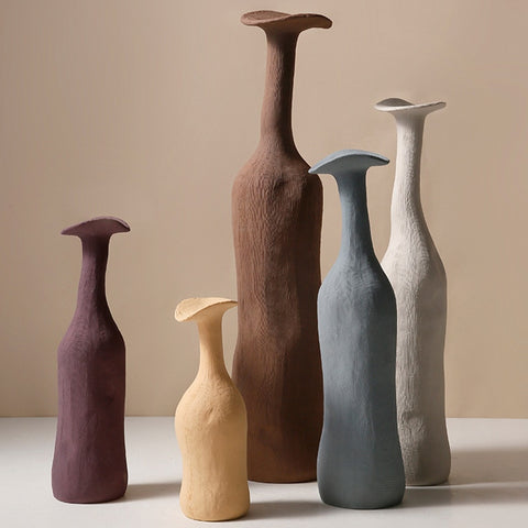 New Fashion Creative Ceramic Vase Minimalist Morandi Colored Living Room Home Decorations Nordic Style Sculpture Art Carfts Gift