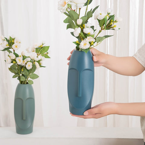 Nordic Face Vase Anti-ceramic Plastic Vase Modern Minimalist Abstract Hydroponic Flower Arrangement Home Decoration Accessories
